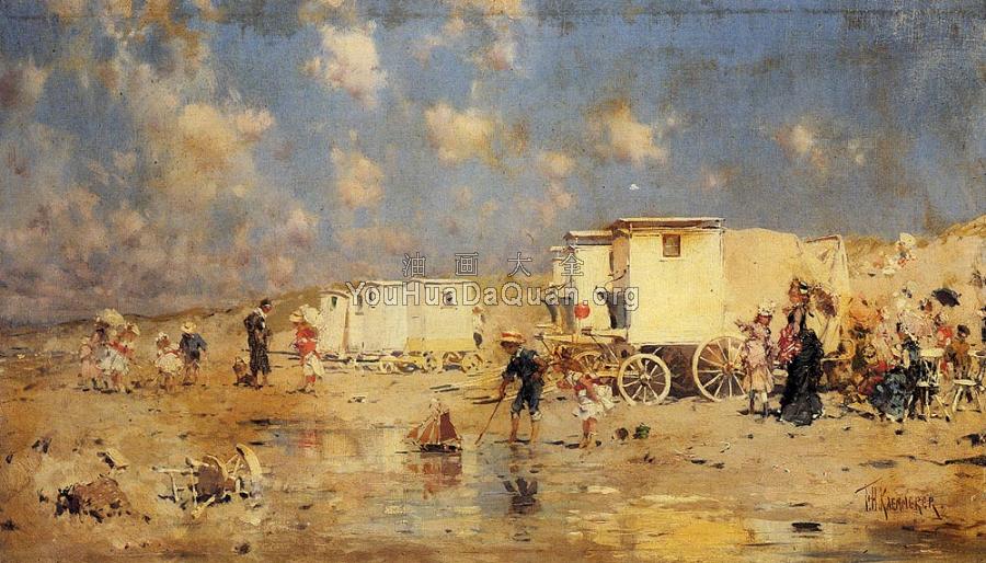 The Beach At Scheveningen Holland - 冯检基·亨德里克·克梅雷尔